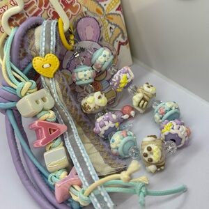 Baby Three Keychain Colorful Beaded Key & Card Holder